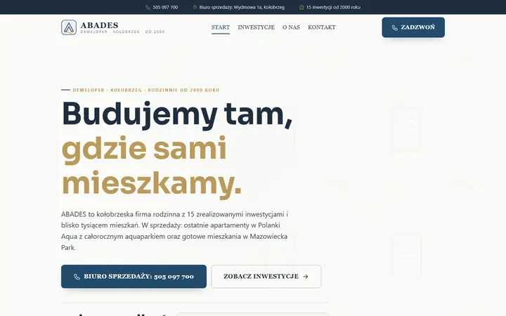 Zrzut strony: deweloper mieszkaniowy, Kołobrzeg