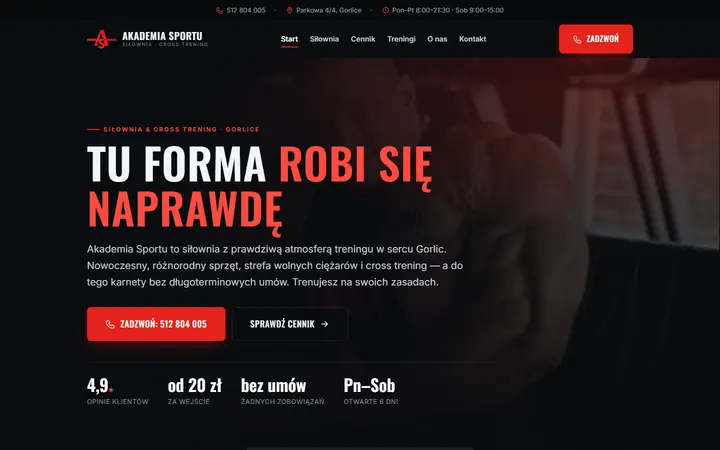 Zrzut strony: siłownia, Gorlice