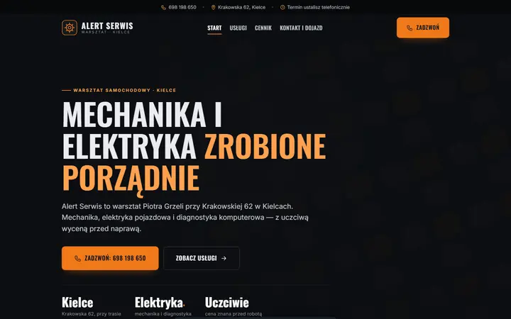 Zrzut strony: warsztat samochodówy, Kielce