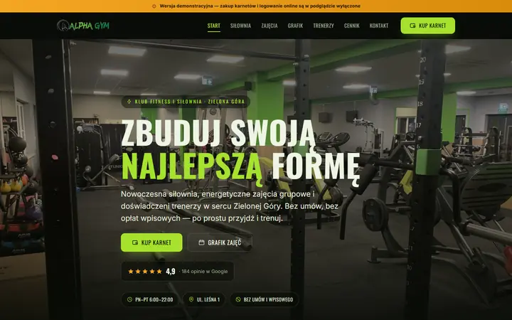 Zrzut strony: siłownia i klub fitness, Zielona Góra