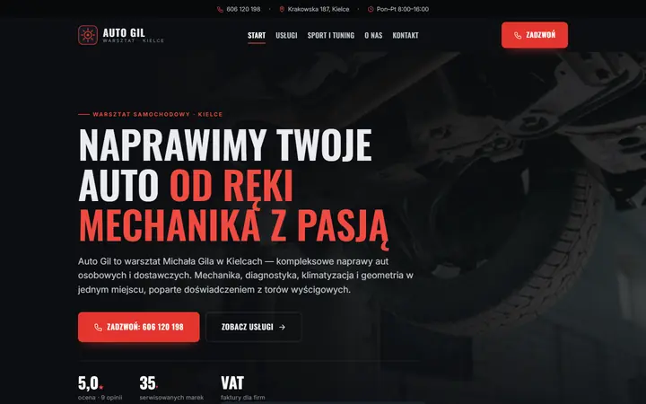 Zrzut strony: warsztat samochodówy, Kielce