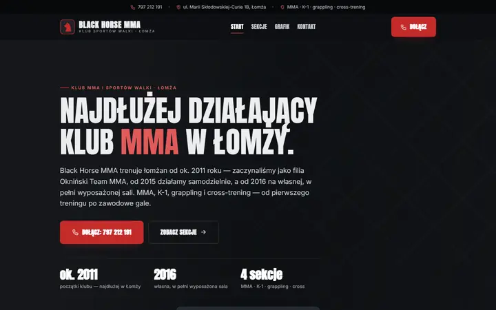 Zrzut strony: klub mma, Łomża