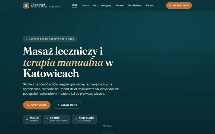 Zrzut strony: masaż leczniczy, Katowice