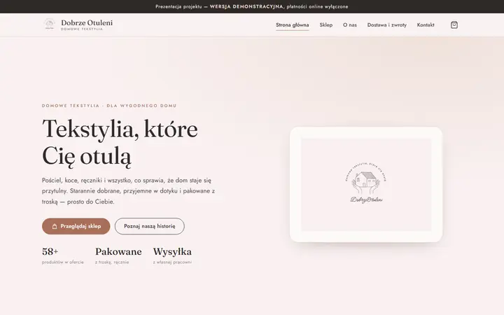 Zrzut strony: sklep z tekstyliami domowymi, sklep internetowy