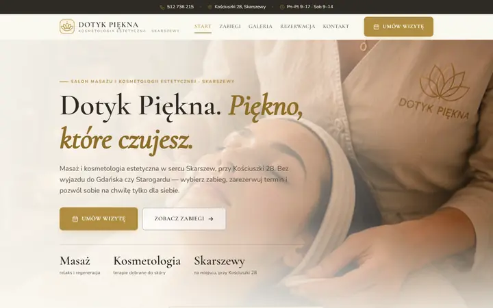 Zrzut strony: salon masażu i kosmetologii, Skarszewy