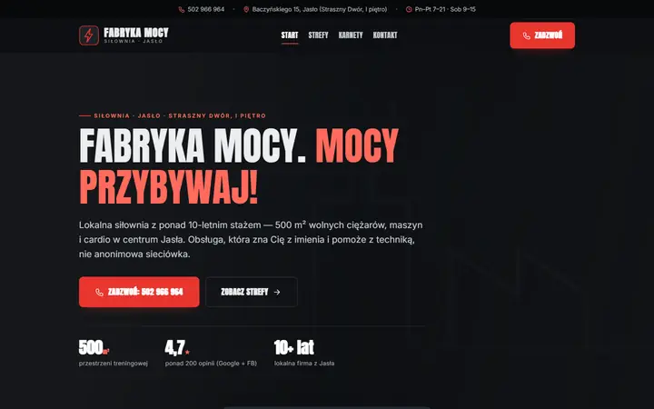 Zrzut strony: siłownia, Jasło