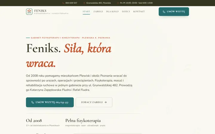 Zrzut strony: fizjoterapia, Plewiska k. Poznania