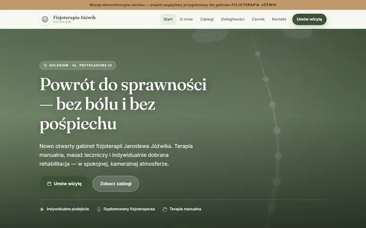 Zrzut strony: gabinet fizjoterapii, Goleniów
