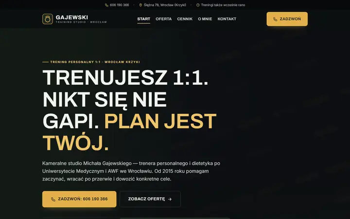 Zrzut strony: trening personalny, Wrocław