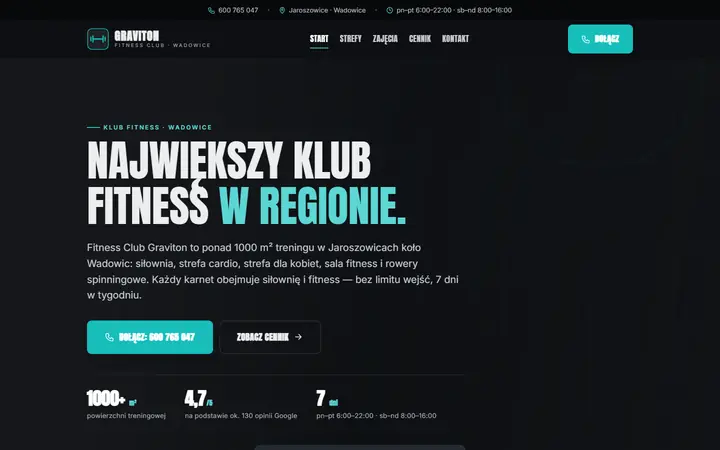 Zrzut strony: klub fitness, Wadowice