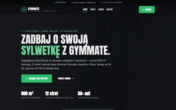 Zrzut strony: klub fitness, Janów Lubelski