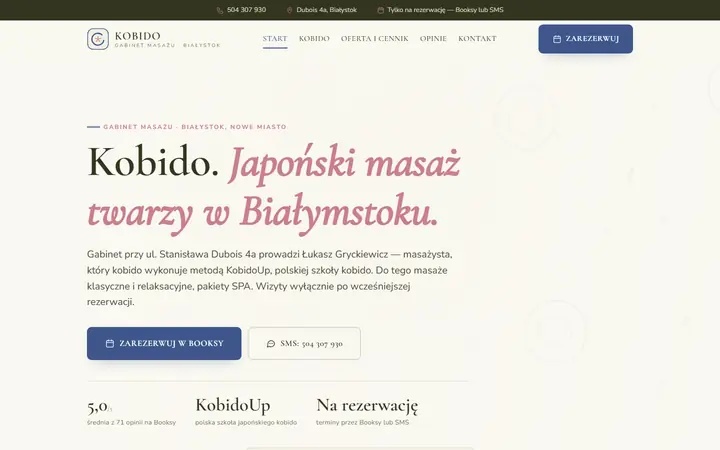 Zrzut strony: masaż twarzy kobido, Białystok