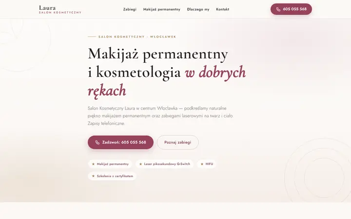 Zrzut strony: makijaż permanentny, Włocławek