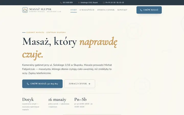Zrzut strony: gabinet masażu, Słupsk