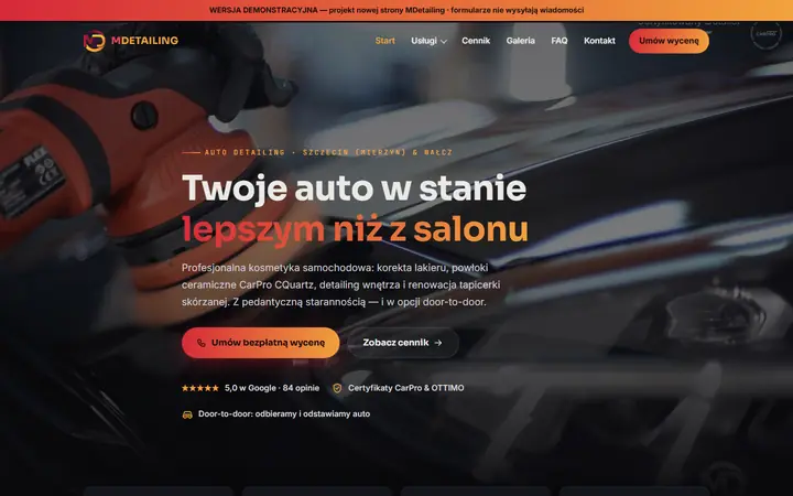 Zrzut strony: auto detailing, Szczecin