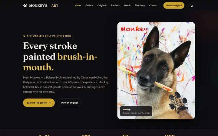 Zrzut strony: galeria sztuki online, Kalifornia