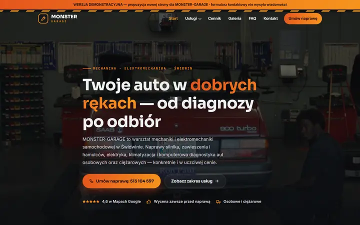 Zrzut strony: warsztat samochodówy, Świdwin