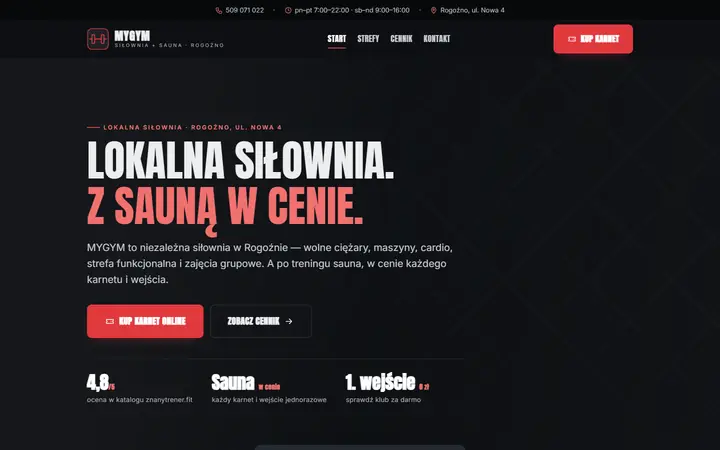 Zrzut strony: siłownia z sauną, Wielkopolska