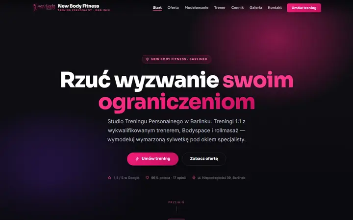 Zrzut strony: studio treningu personalnego, Barlinek