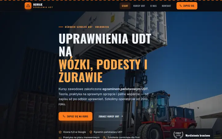 Zrzut strony: szkolenia i uprawnienia udt, Kołobrzeg