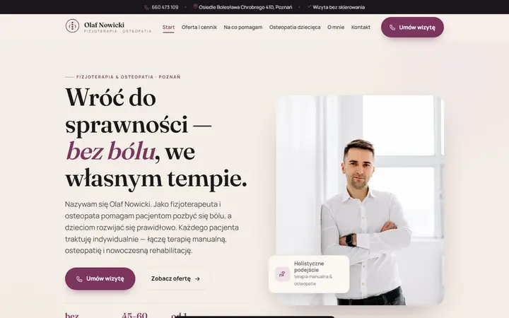 Zrzut strony: fizjoterapia i osteopatia, Poznań
