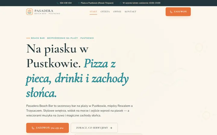Zrzut strony: bar na plaży, Pustkowo
