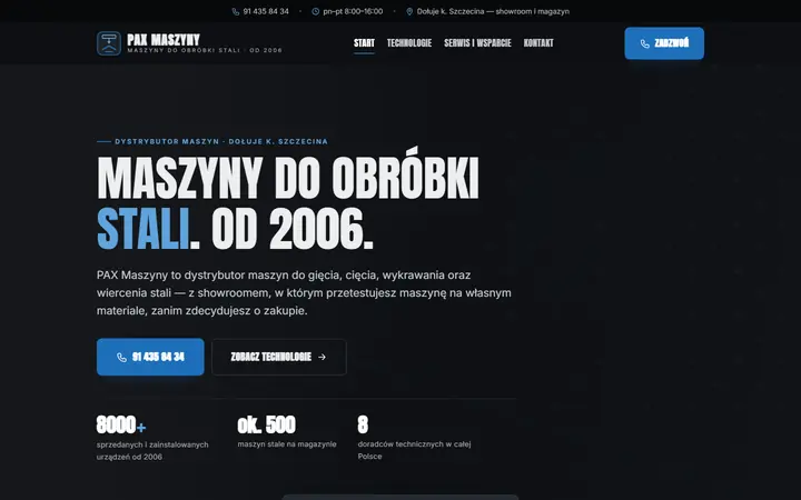 Zrzut strony: maszyny do obróbki stali, Szczecin