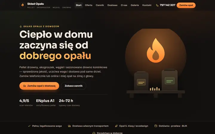 Zrzut strony: skład opału i pelletu, Zachodniopomorskie