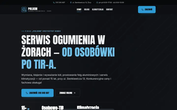 Zrzut strony: serwis ogumienia, Żory