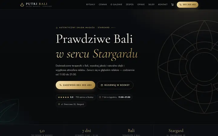 Zrzut strony: salon masażu balijskiego, Stargard