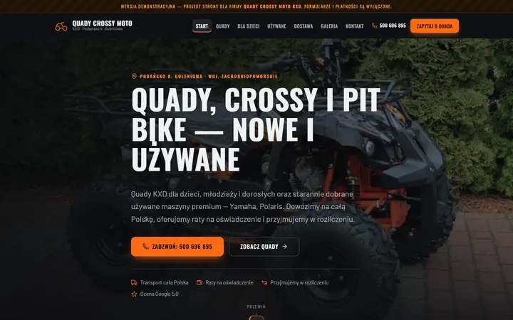 Zrzut strony: sprzedaż quadów i crossow, Goleniów