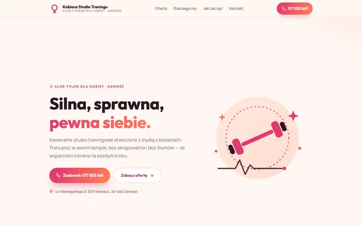 Zrzut strony: klub fitness dla kobiet, Zamość