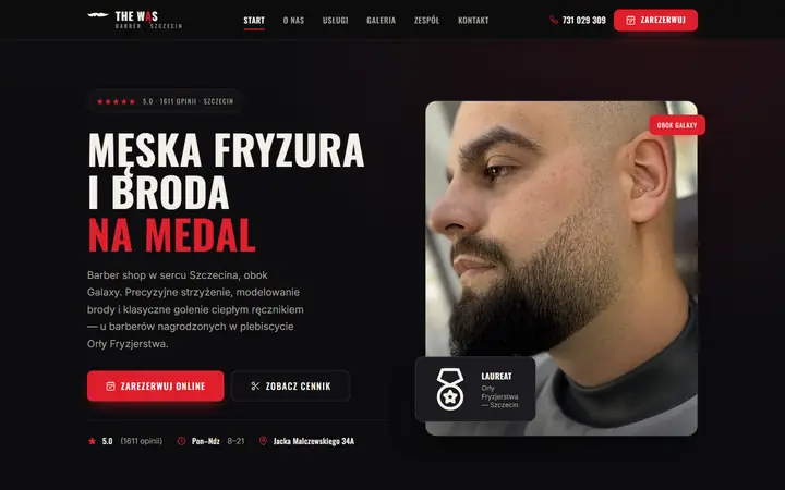 Zrzut strony: barber shop, Szczecin