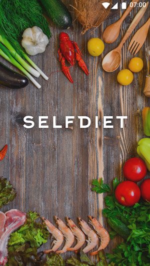 Ekran startowy aplikacji mobilnej Selfdiet
