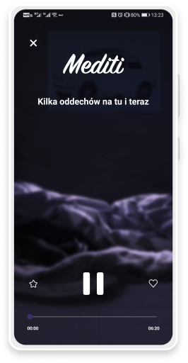 Ekran aplikacji Mediti — sesja oddechowa