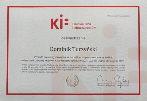 Prawo wykonywania zawodu fizjoterapeuty (PWZ 69193) — Krajowa Izba Fizjoterapeutów